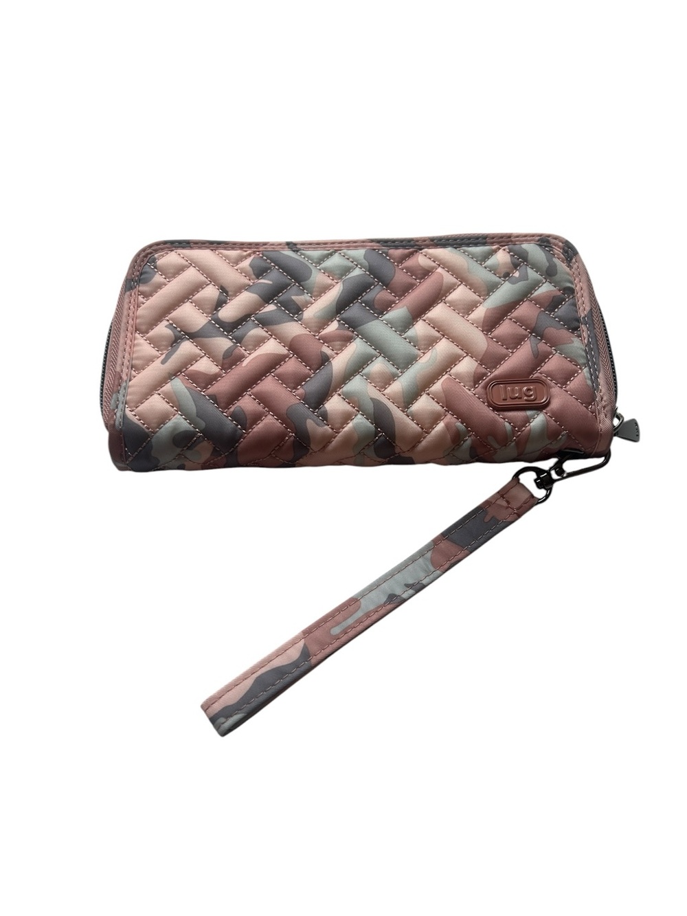 Lug Handspring RFID Wallet Wristlet Pink Camo Quilted Zip Around Organizer